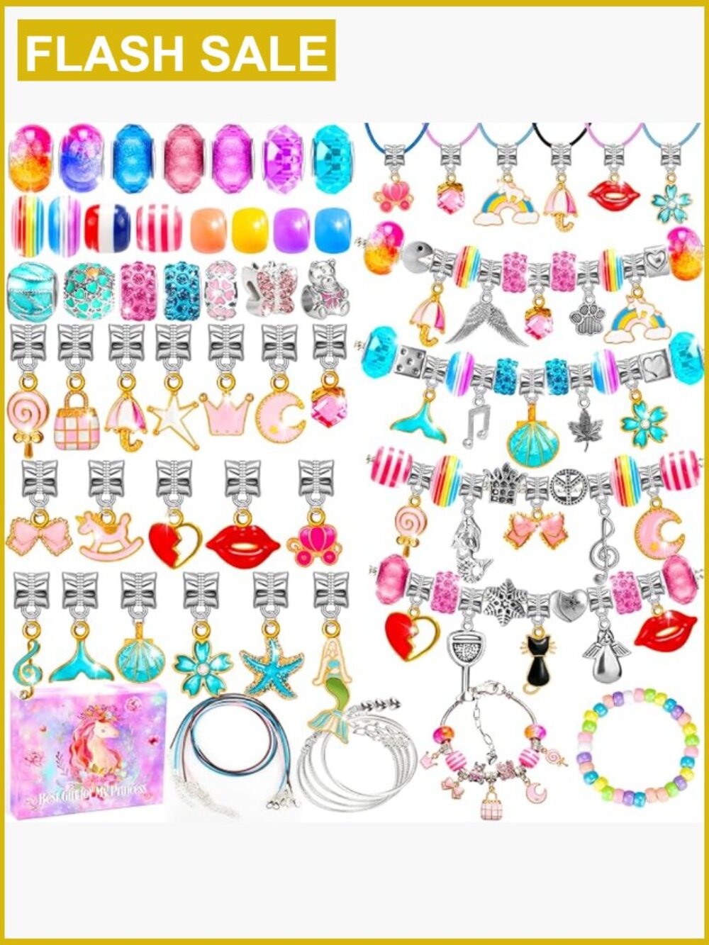 130 Pc Charm Bracelet Making Kit for Girls DIY Jewelry Craft Set